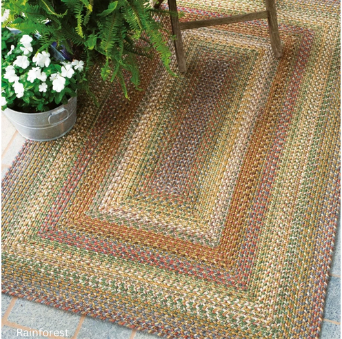 Rainforest  Beige-Red-Green Braided Rugs